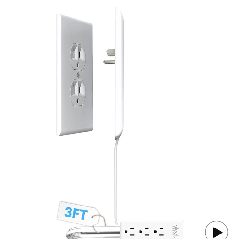 Sleek, Flat Ultra-Thin Outlet Concealer with Extension Cord Kit, 3ft